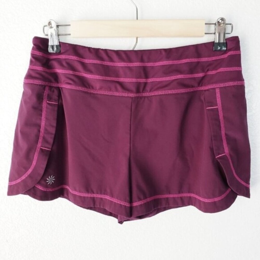 Athleta Stability Running Gym Athletic Shorts in Burgundy Size S